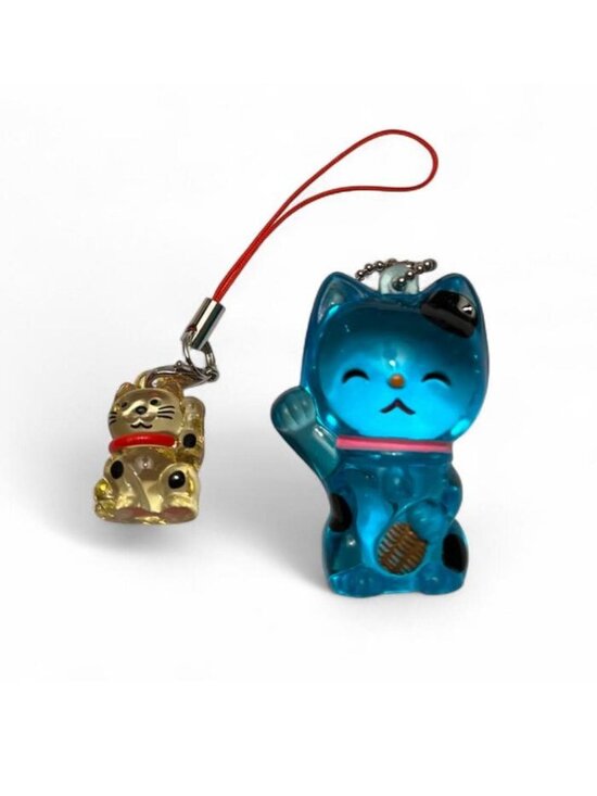 Accessories - maneki neko kitty phone charm kawaii trinket figure keychain lot